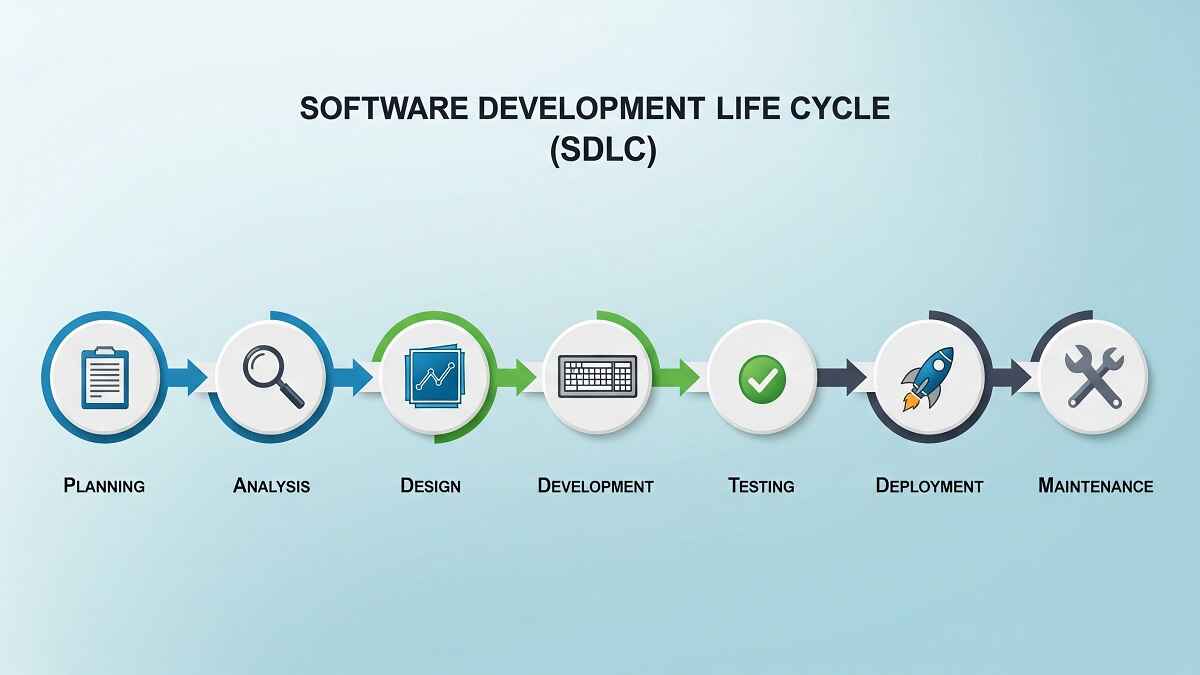 Software development life cycle SDLC process phases diagram