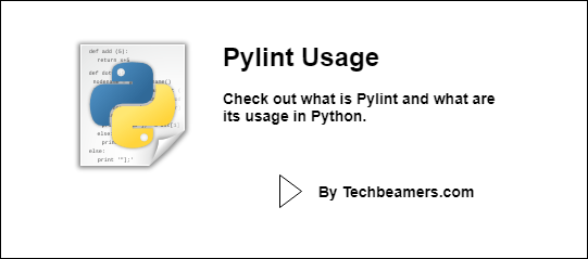 Pylint Tool Usage