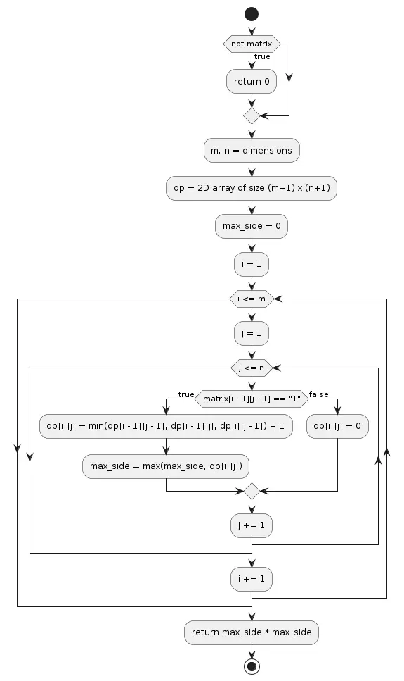 Python Maximal Square Exercise Flow Chart