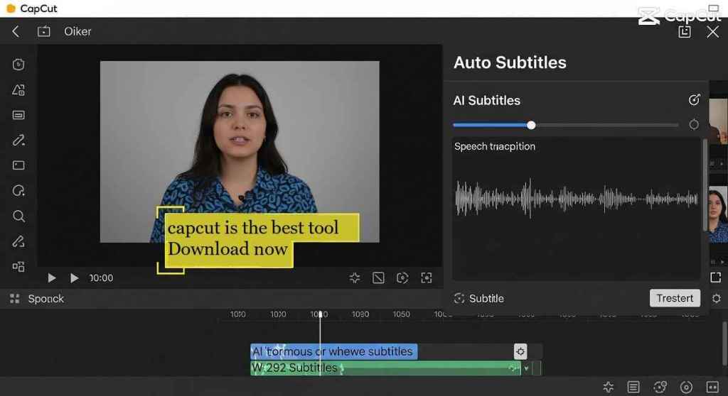 CapCut automatically adding subtitles from voice in video using auto captions feature