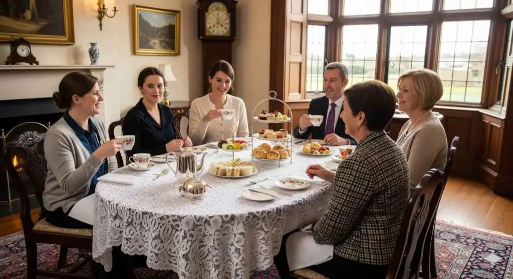 Polite mealtime etiquette and relaxed dining culture in the UK